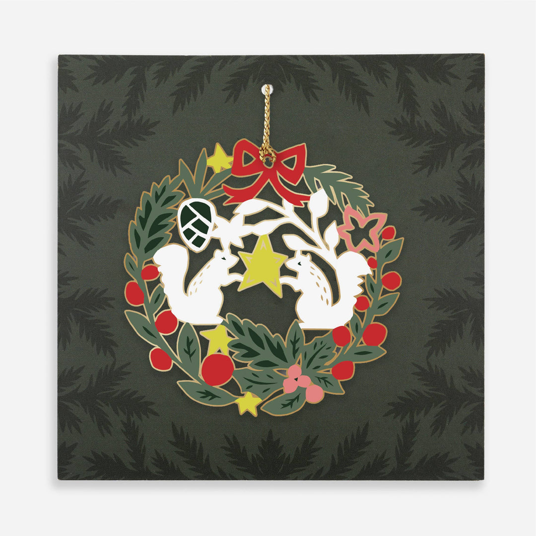 Holiday Squirrels Brass Ornament