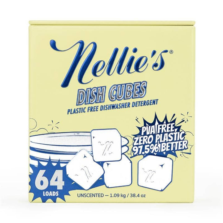 Nellie's Dish Cubes  - Plastic-Free Dishwasher Tablets - 64 Load