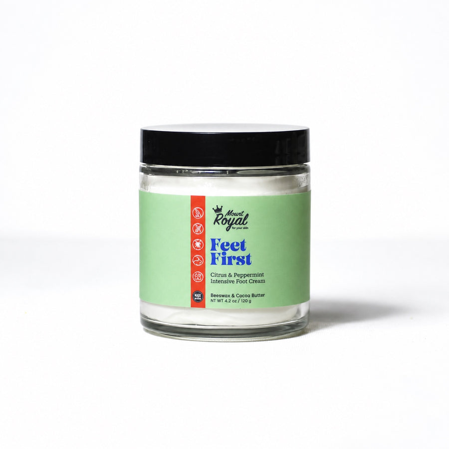 Mount Royal Feet First Foot Cream jar on a white background