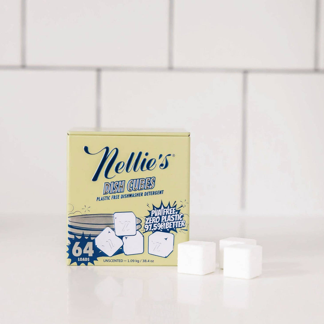 Nellie's Dish Cubes  - Plastic-Free Dishwasher Tablets - 64 Load