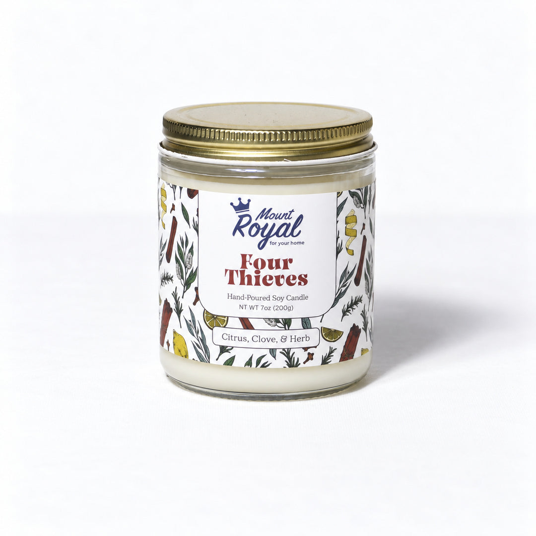 Four Thieves Candle on a bright white background