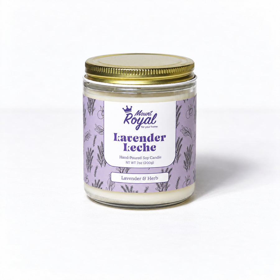 Lavender Leche Candle on a bright white background