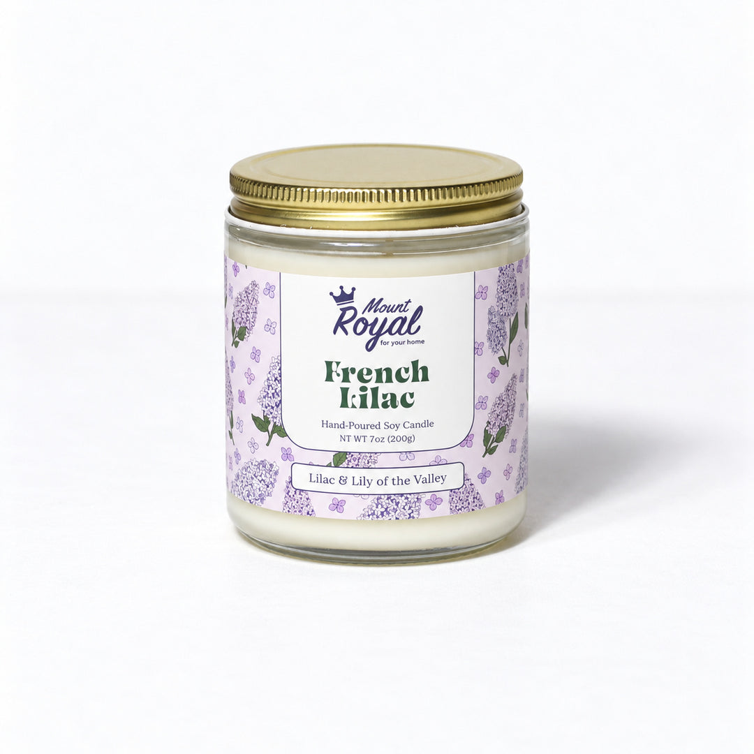 French Lilac Candle on a bright white background
