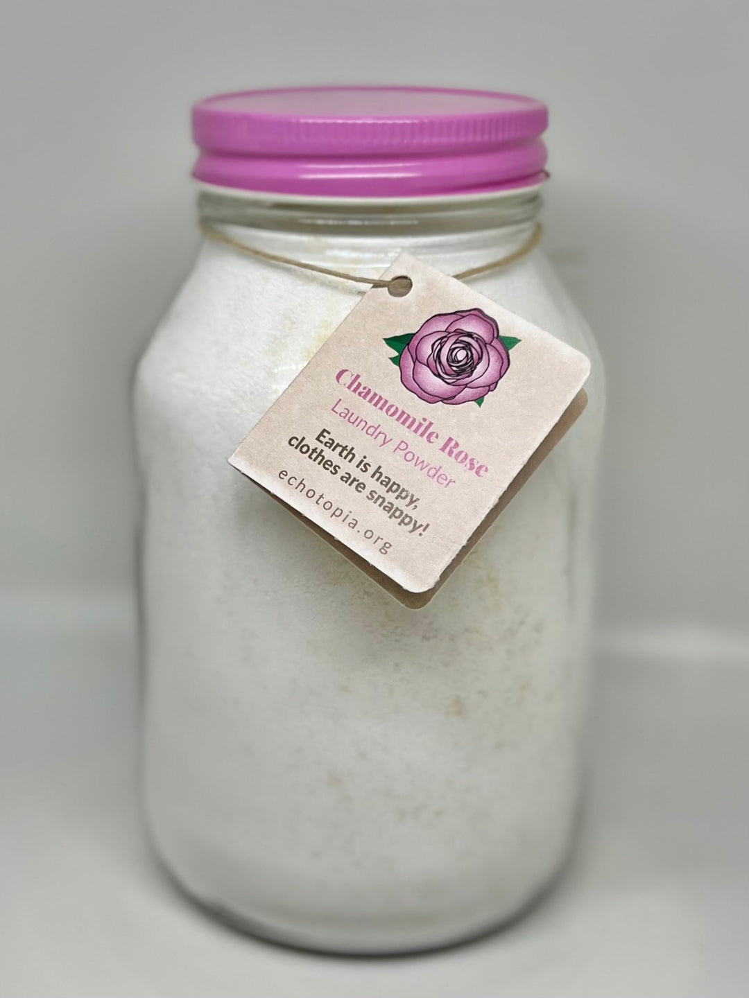 Chamomile Rose Laundry Powder. Made by Echotopia in Baltimore. Free of dangerous chemicals, optical brighteners, phosphates or fragrances.