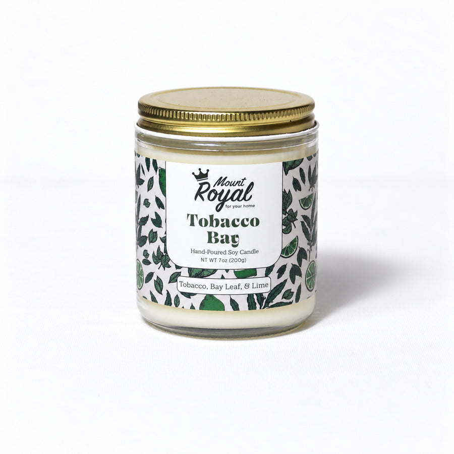 Tobacco Bay Candle on a bright white background