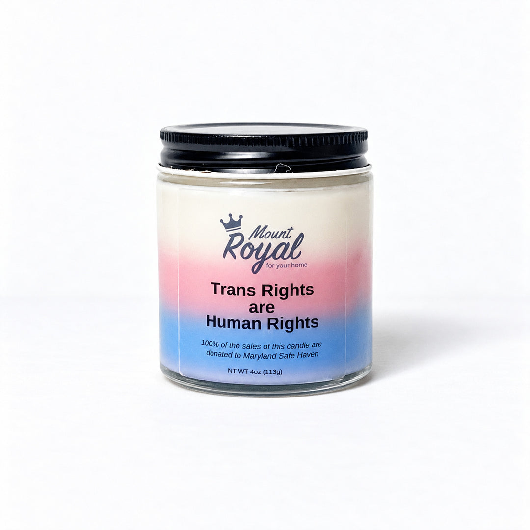 Trans Rights Are Human Rights on a bright white background