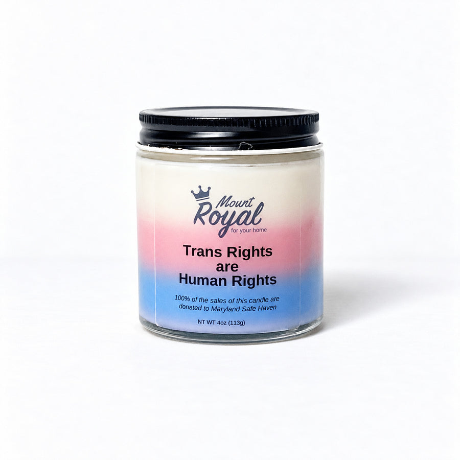 Trans Rights Are Human Rights on a bright white background