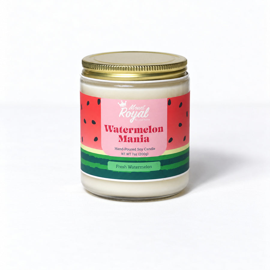 Watermelon Mania Candle on a bright white background