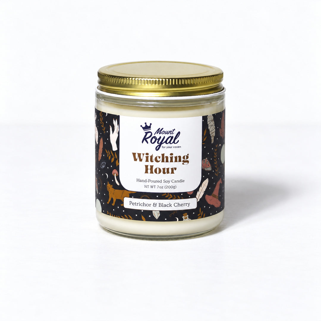 Witching Hour Candle on a bright white background